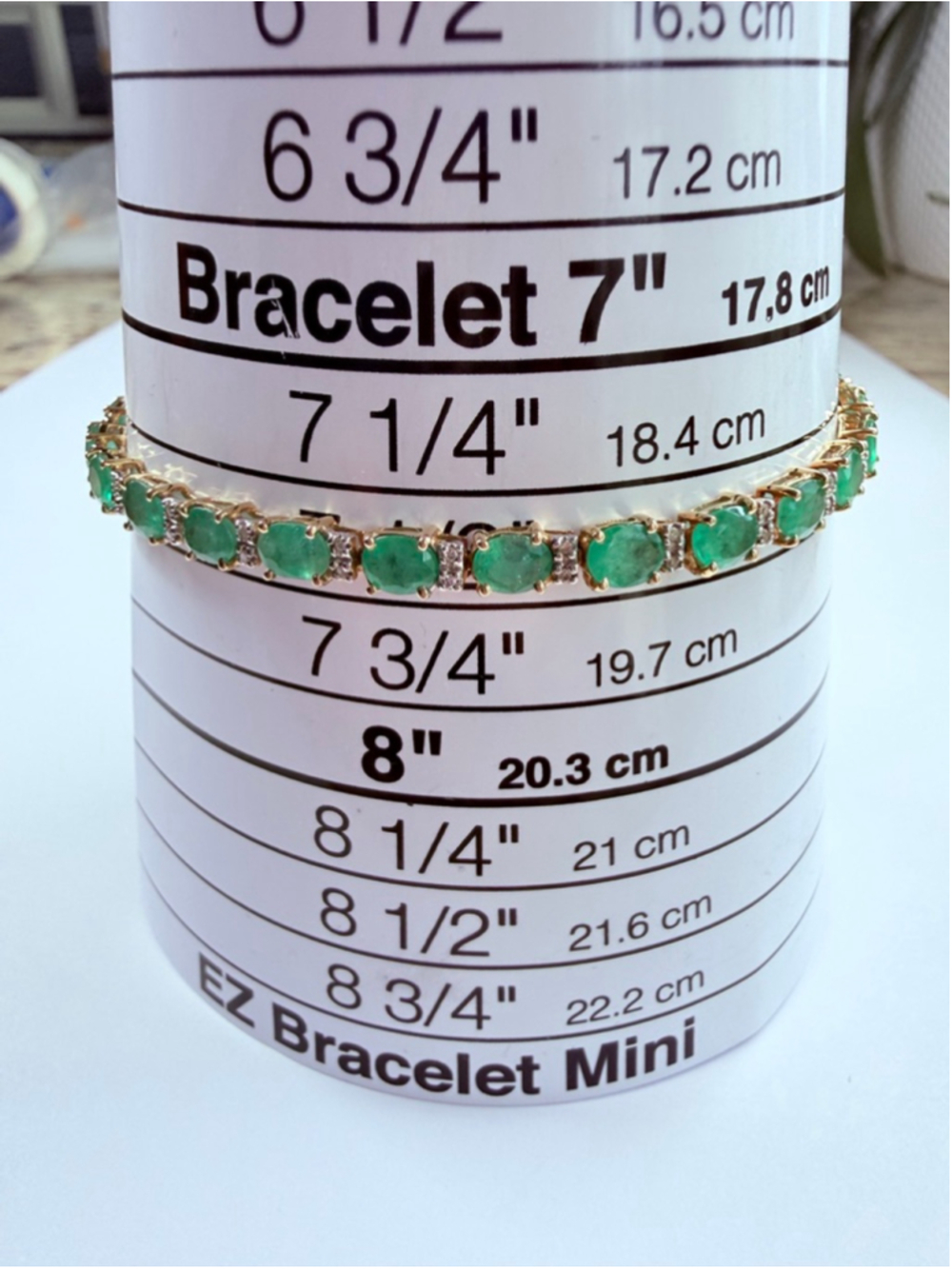 14K Solid Yellow Gold EFFY Colombian Emerald & Diamond Tennis Bracelet $7250 - Picture 10 of 11